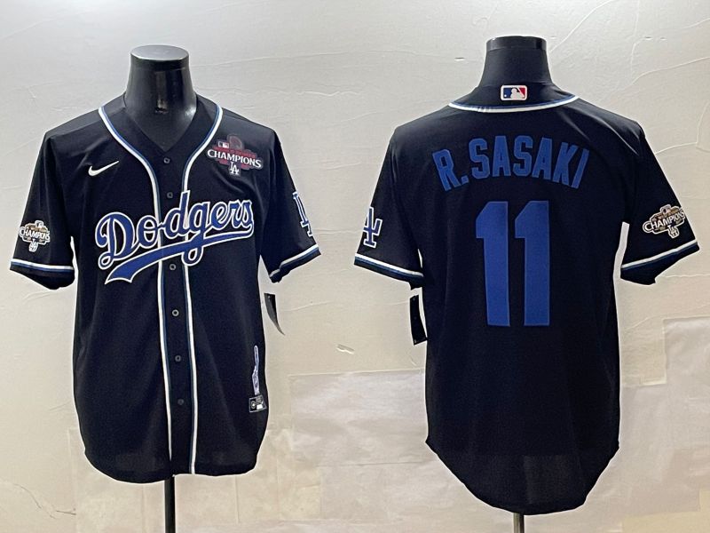 Men Los Angeles Dodgers #11 R.Sasaki Black Fashion Game 2025 Nike MLB Jersey style 3062->los angeles dodgers->MLB Jersey